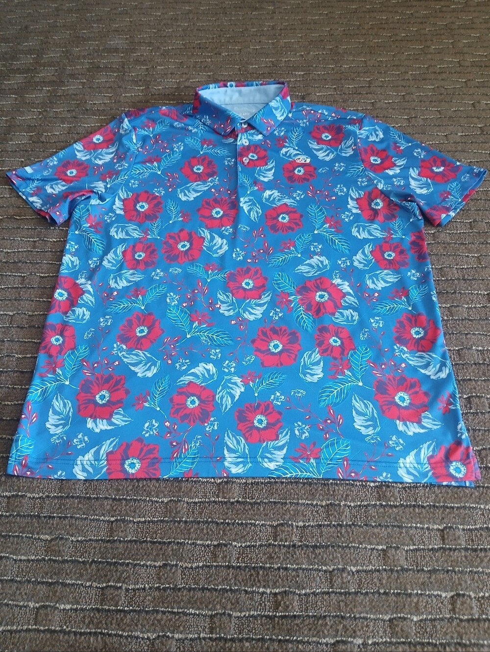 Good Good Golf Fighting For Par Freedom Floral Performance Golf Polo Shirt XL
